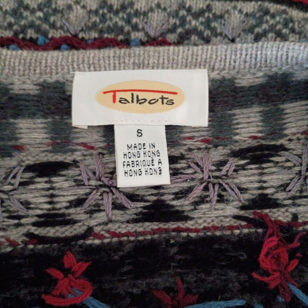 Talbot's women's vintage grey color palate Lambswool blend cardigan S‎ - Picture 9 of 9
